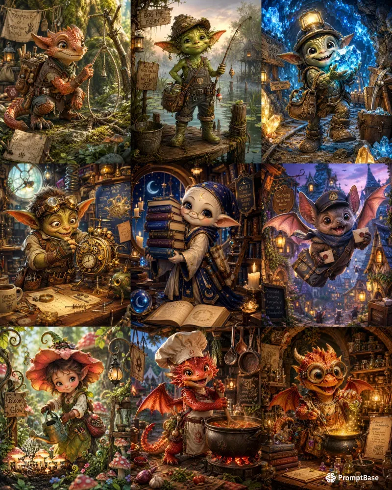 Cute Fantasy Critter Jobs