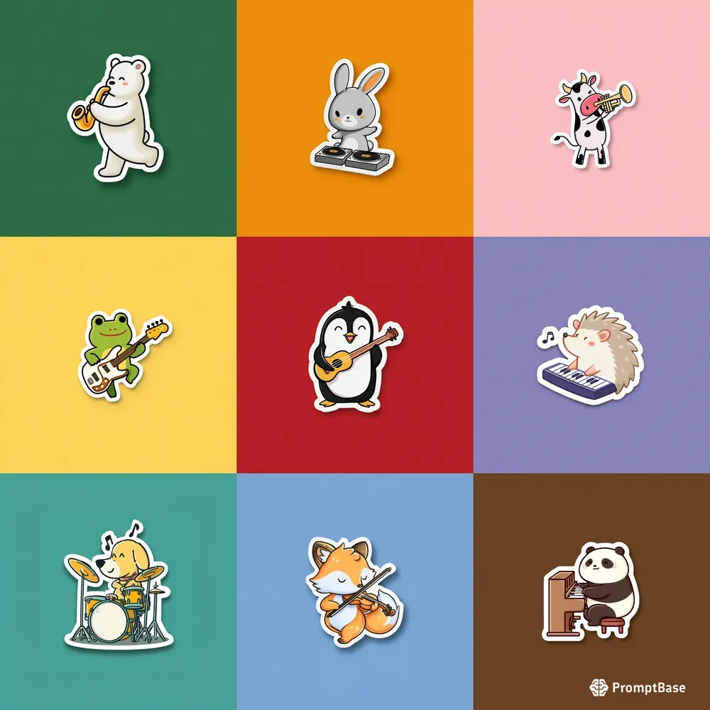 Cartoon Minimalist Sticker Designs