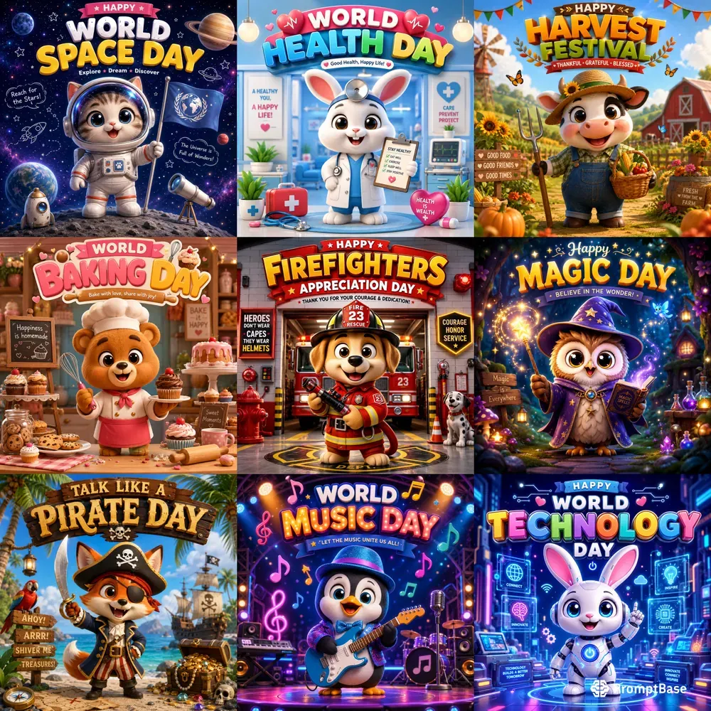 Cute 3D Celebration Posters