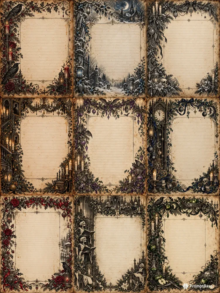 Gothic Christmas Junk Journal Pages
