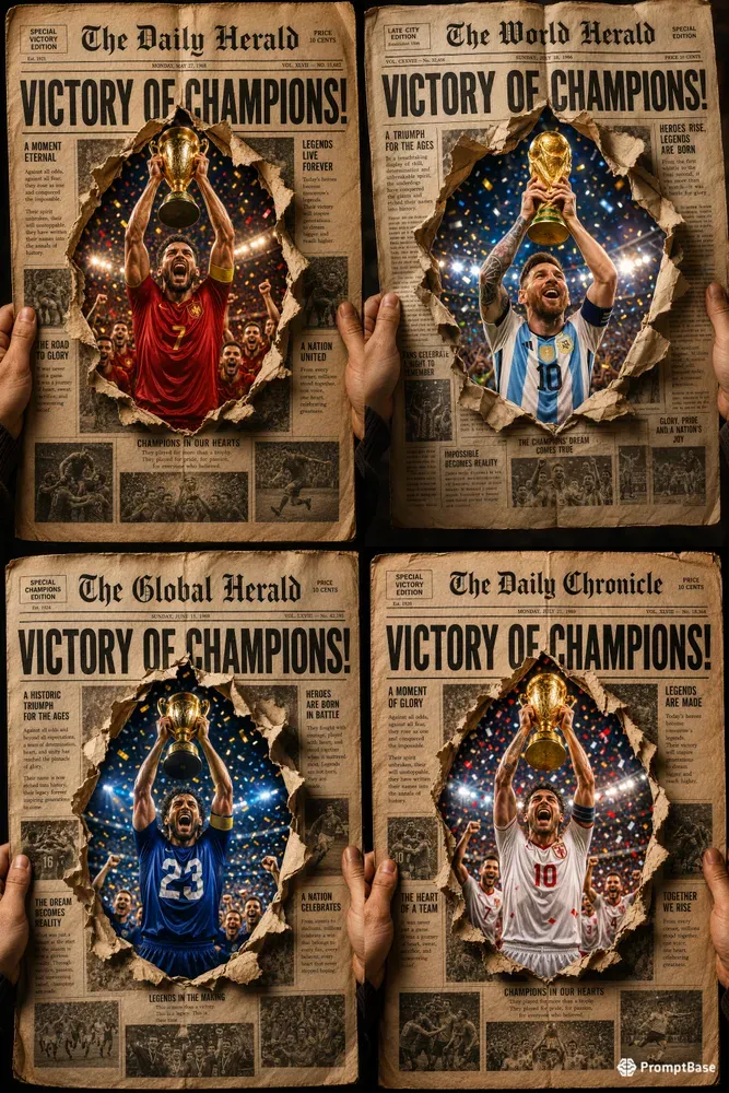 Worldcup Victory Champion Newspaper Art