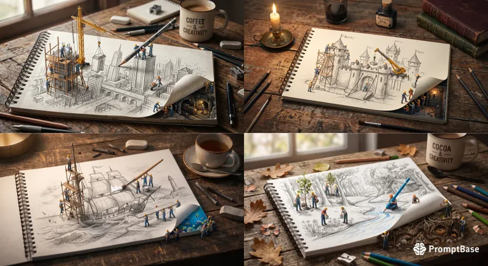 Little Workers In The Big Worlds Of Sketch