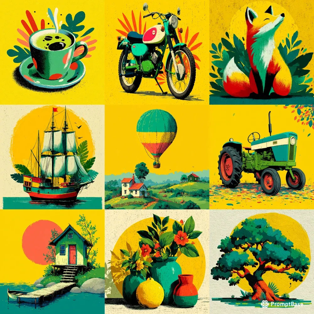 Riso Print Midcentury Mascot Art
