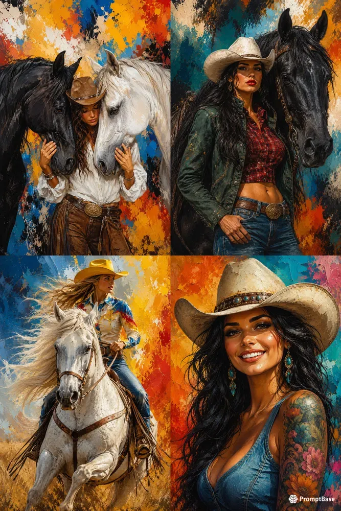 Cow Girl Digital Painterly Illustrations