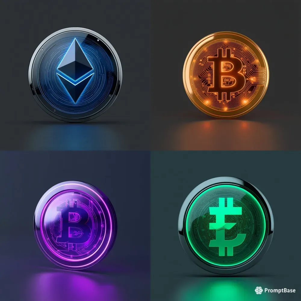 3D Cyberpunk Crypto Coins Assets