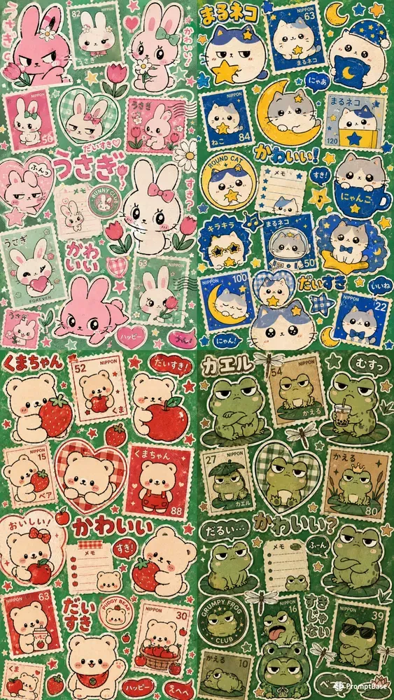Kawaii Sticker Collage Moodboards