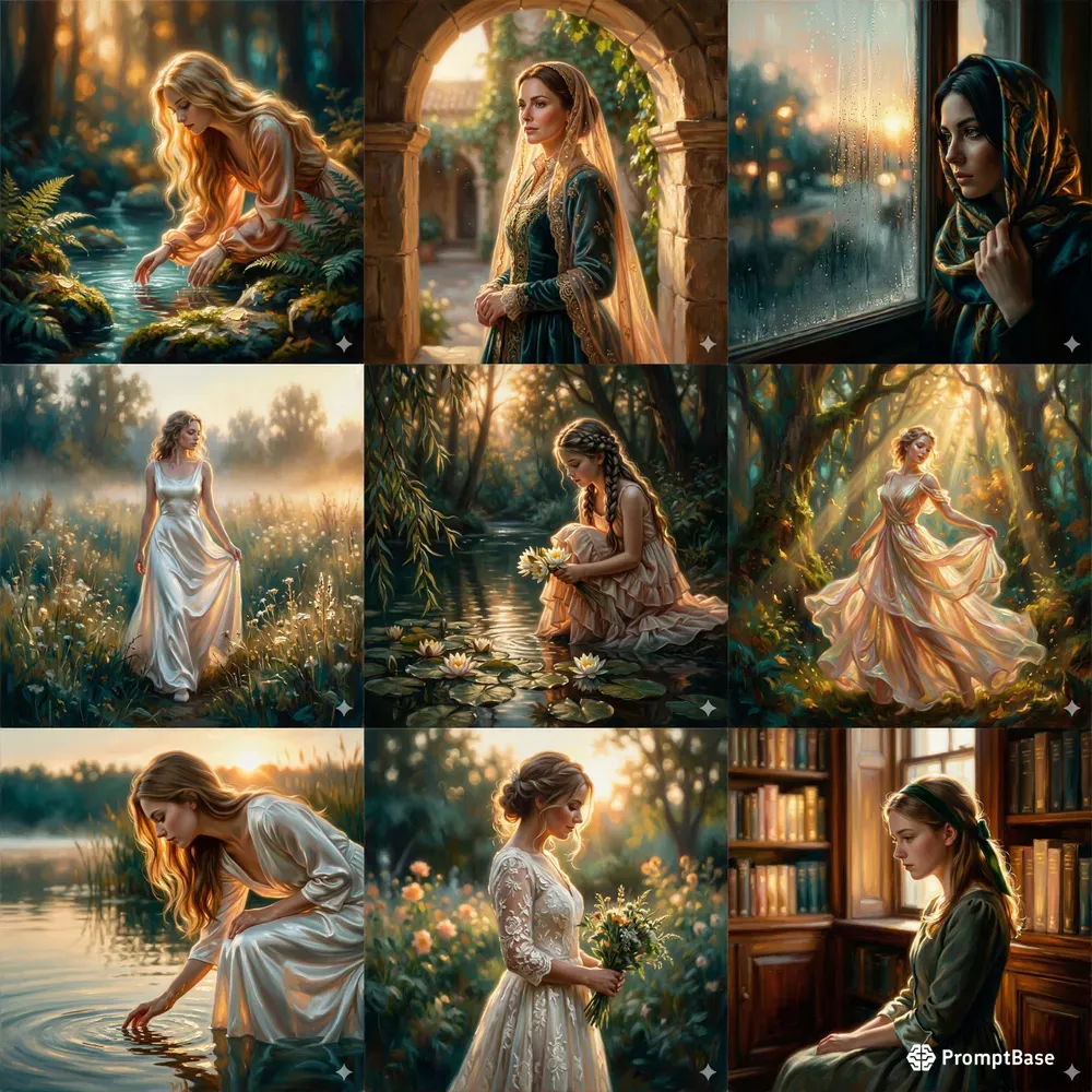 Ethereal Luminous Cinematic Oil Paintings