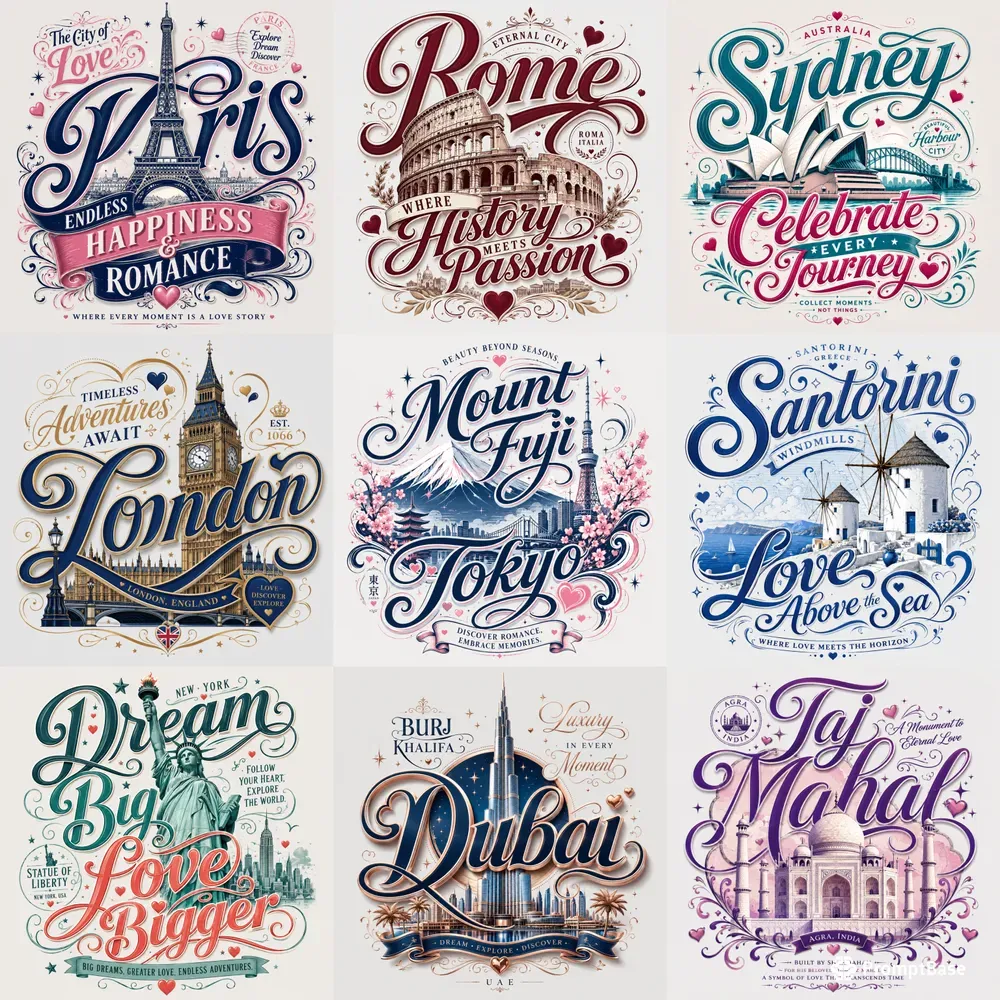 Vintage Travel Typography Packs