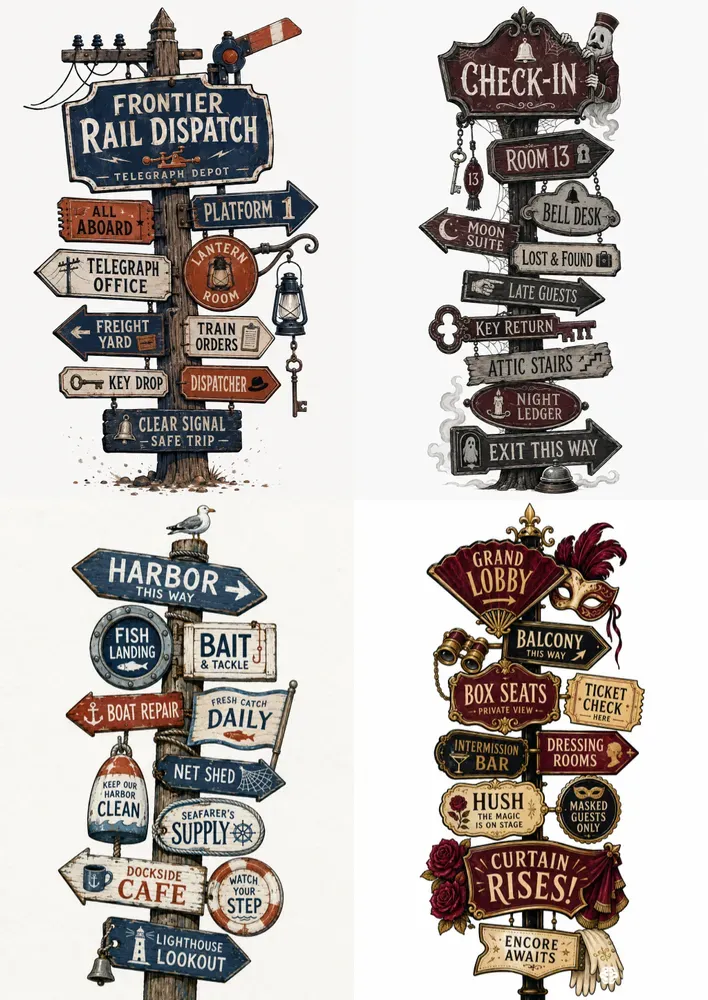 Whimsical Western Signpost Sheets
