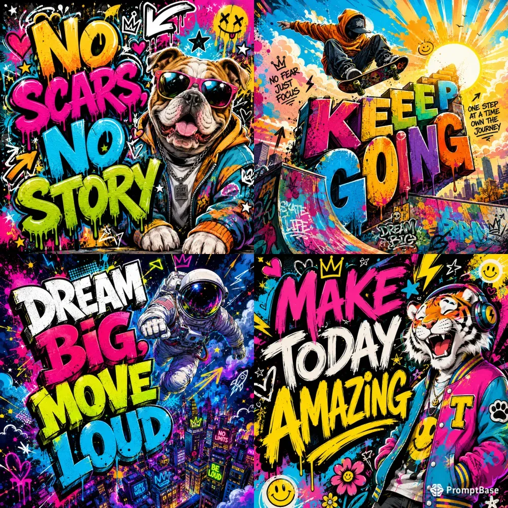 Neon Graffiti Motivation Posters