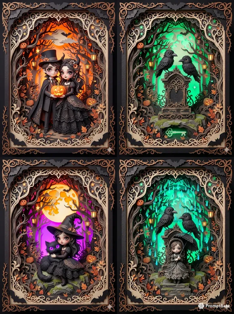 3D Glowing Gothic Diorama Art