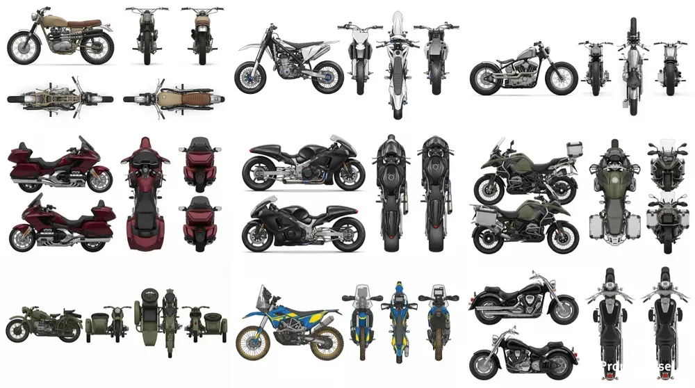 Motorcycle 3D Turnaround Sheets
