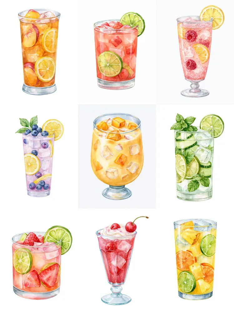 Watercolor Summer Drinks