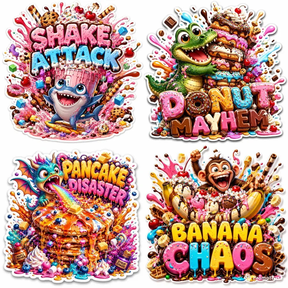 Explosive Dessert Monster Sticker Packs