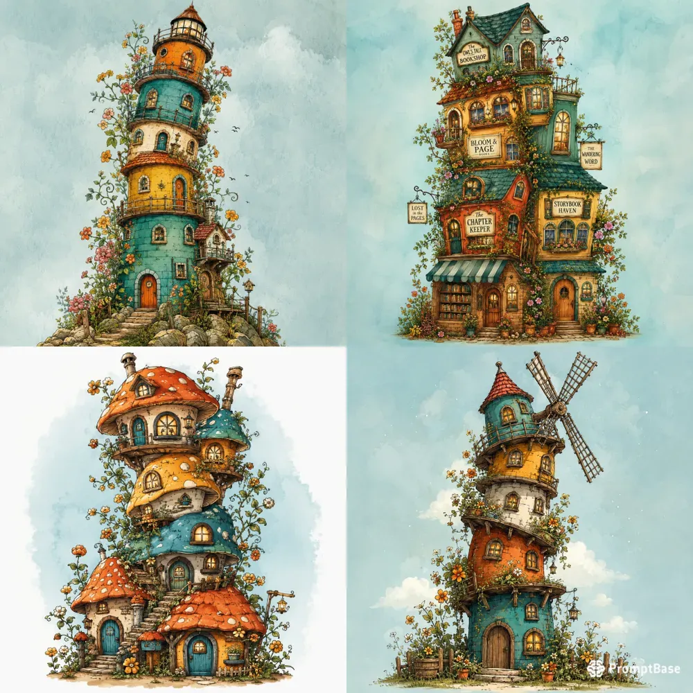 Wonky Wall Fairytale Houses