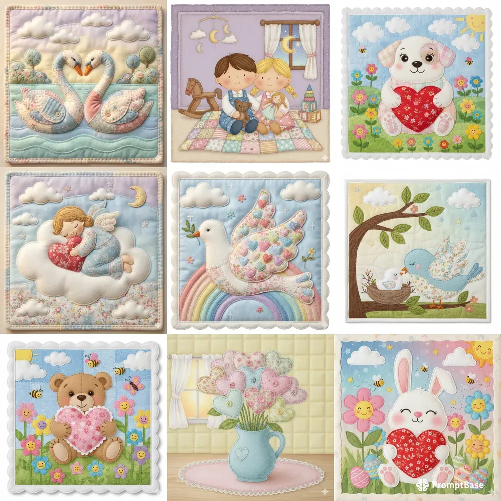 Soft Quilted Patchwork Illustrations