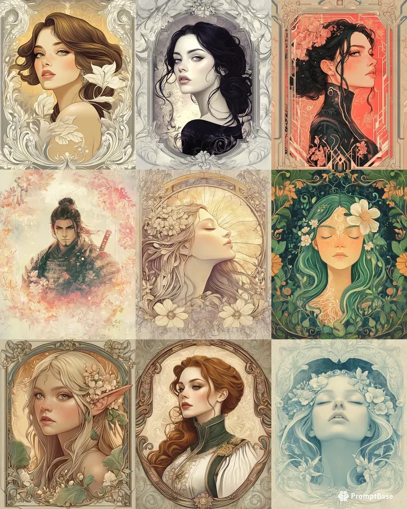 Portraits In Art Nouveau Style