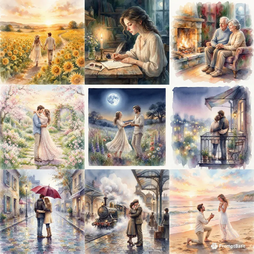 Handpainted Romantic Couples
