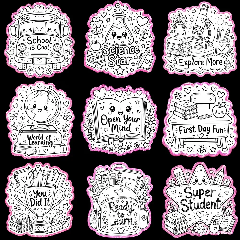 Cute Back To School Hand Drawn Stickers