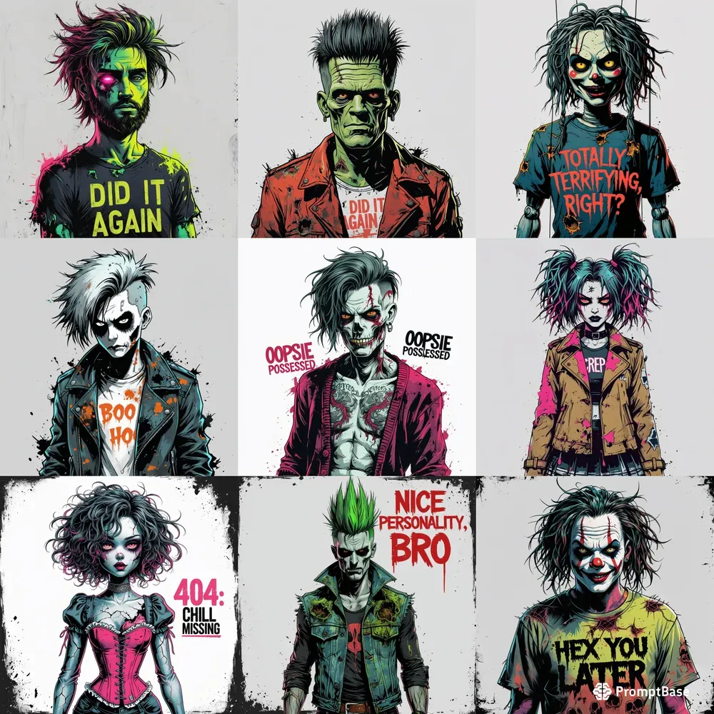 Punk Inspired Distressed Horror Tee Art