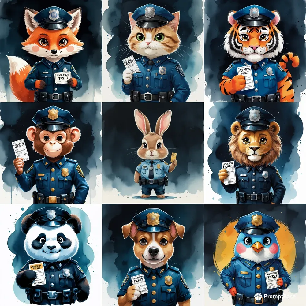 Cute Animal Police Uniforms