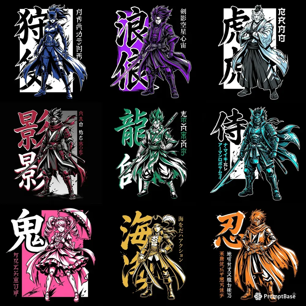 Anime Warrior T-shirt Posters