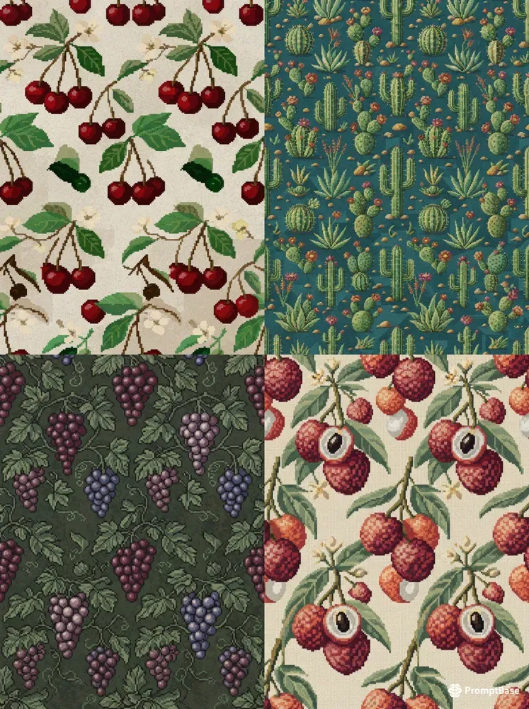 Pixel Stitch Mosaic Seamless Patterns