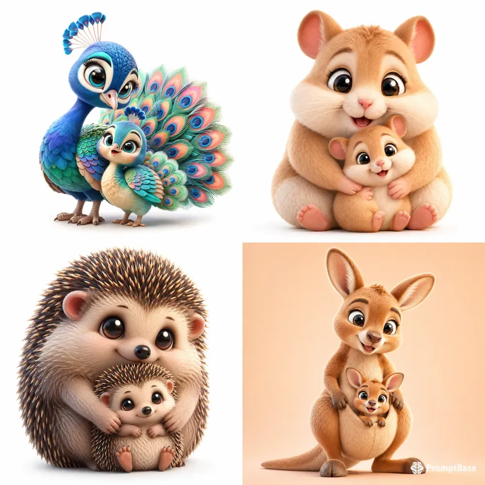 Cute Baby Animal Duos 3D