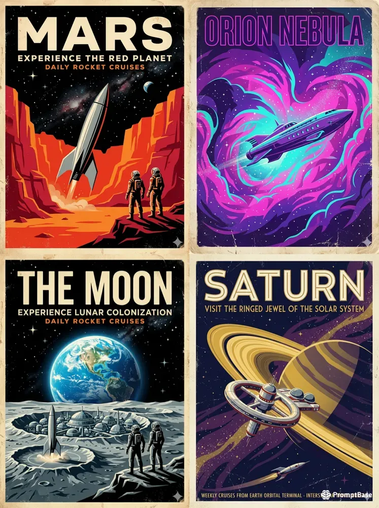 Retro Space Travel Art