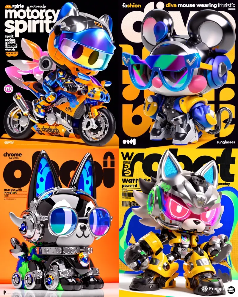 Chrome Mascot Art For Etsy