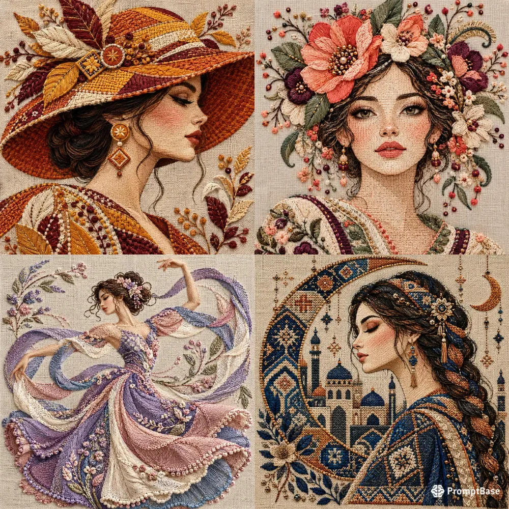 Artistic Embroidered Portraits