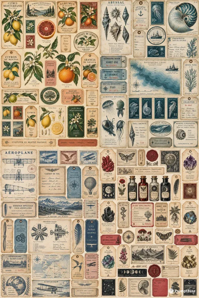 Vintage Junk Journal Ephemera Sheets