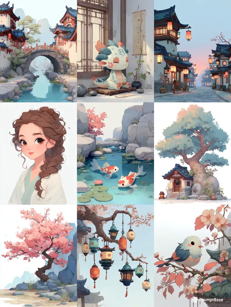 Soft Asian Fantasy Illustration Style