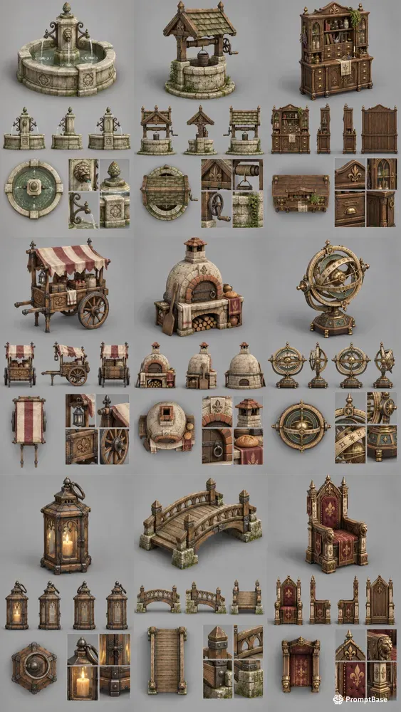 Medieval 3D Isometric Multiview Assets