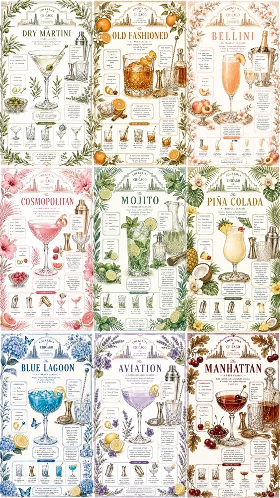 Chicago Cocktail Recipe Book Infographics