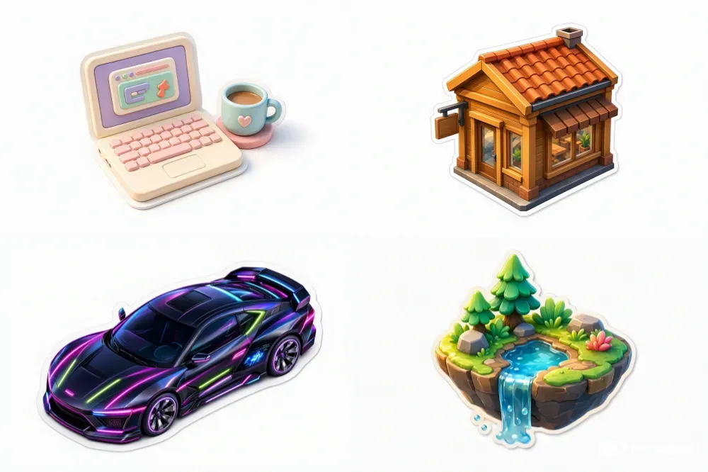 3D Isometric Sticker Icon Generator