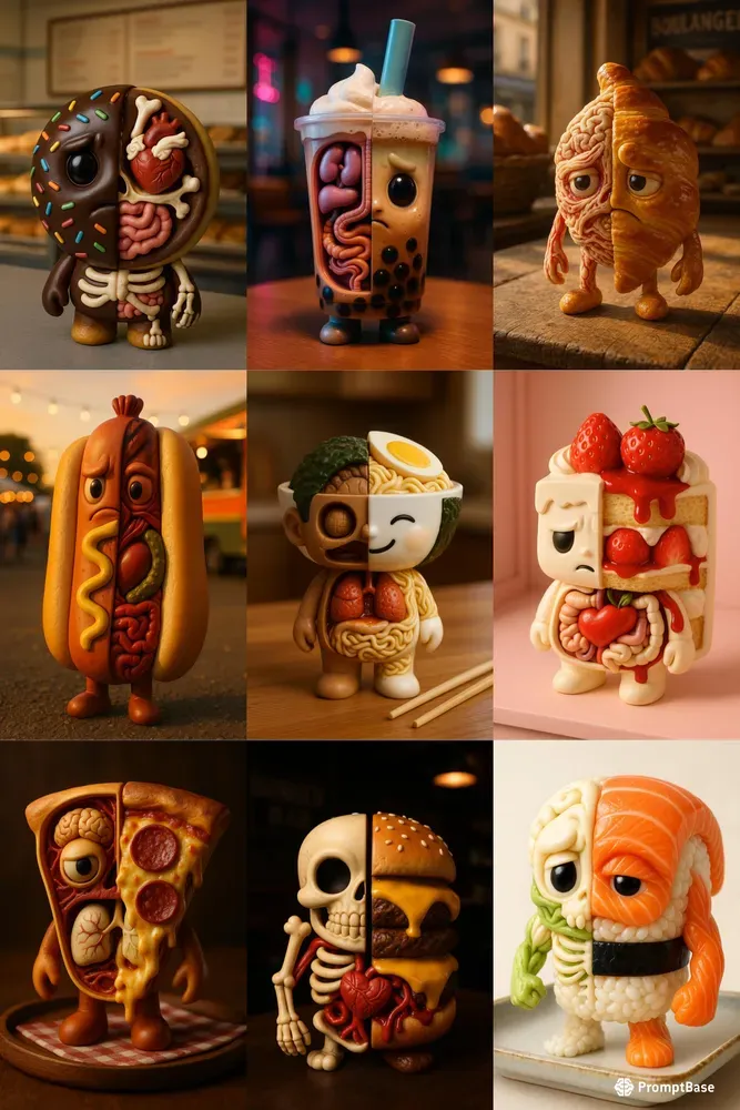 Split Anatomy Food Toy Templates