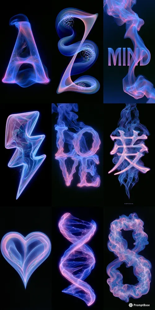Neon Ethereal Smoke Typography Art