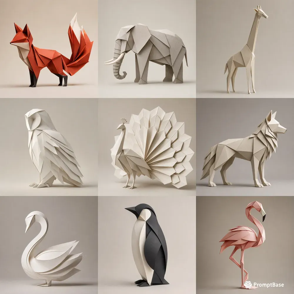 Minimalist Paper Animal Sculptures