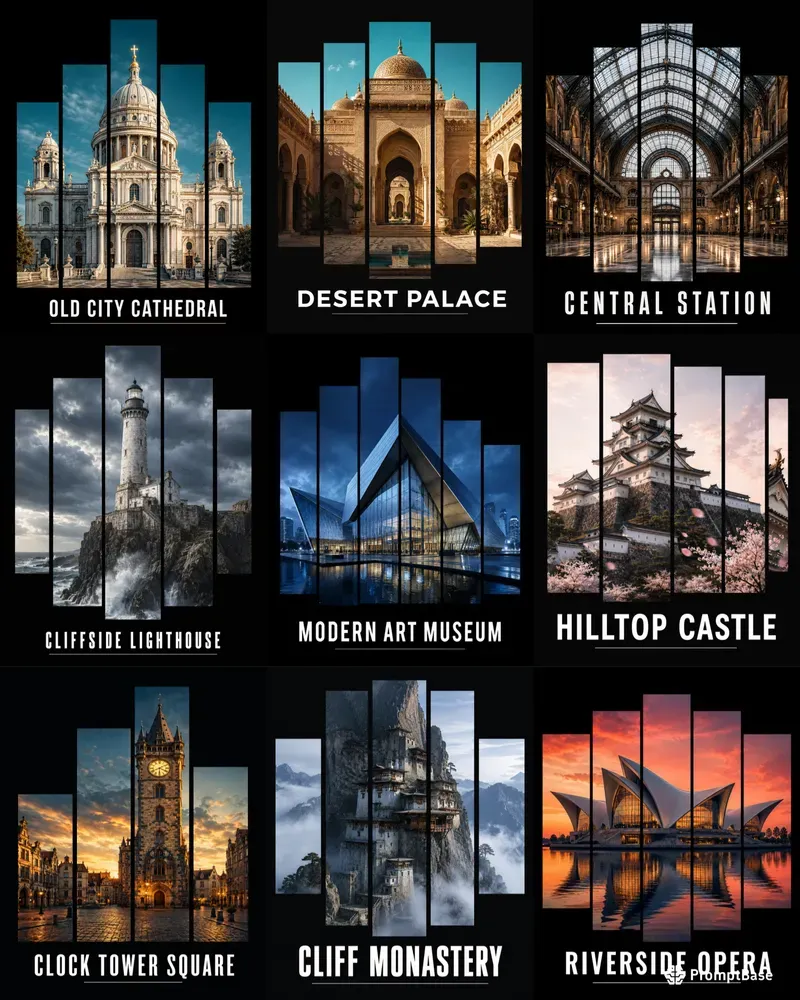 Segmented Landmark Travel Posters