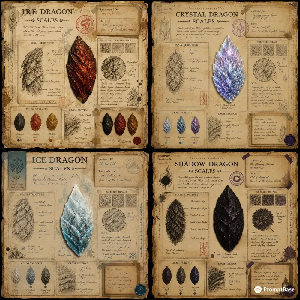 Junk Journal Dragon Scale Ephemera