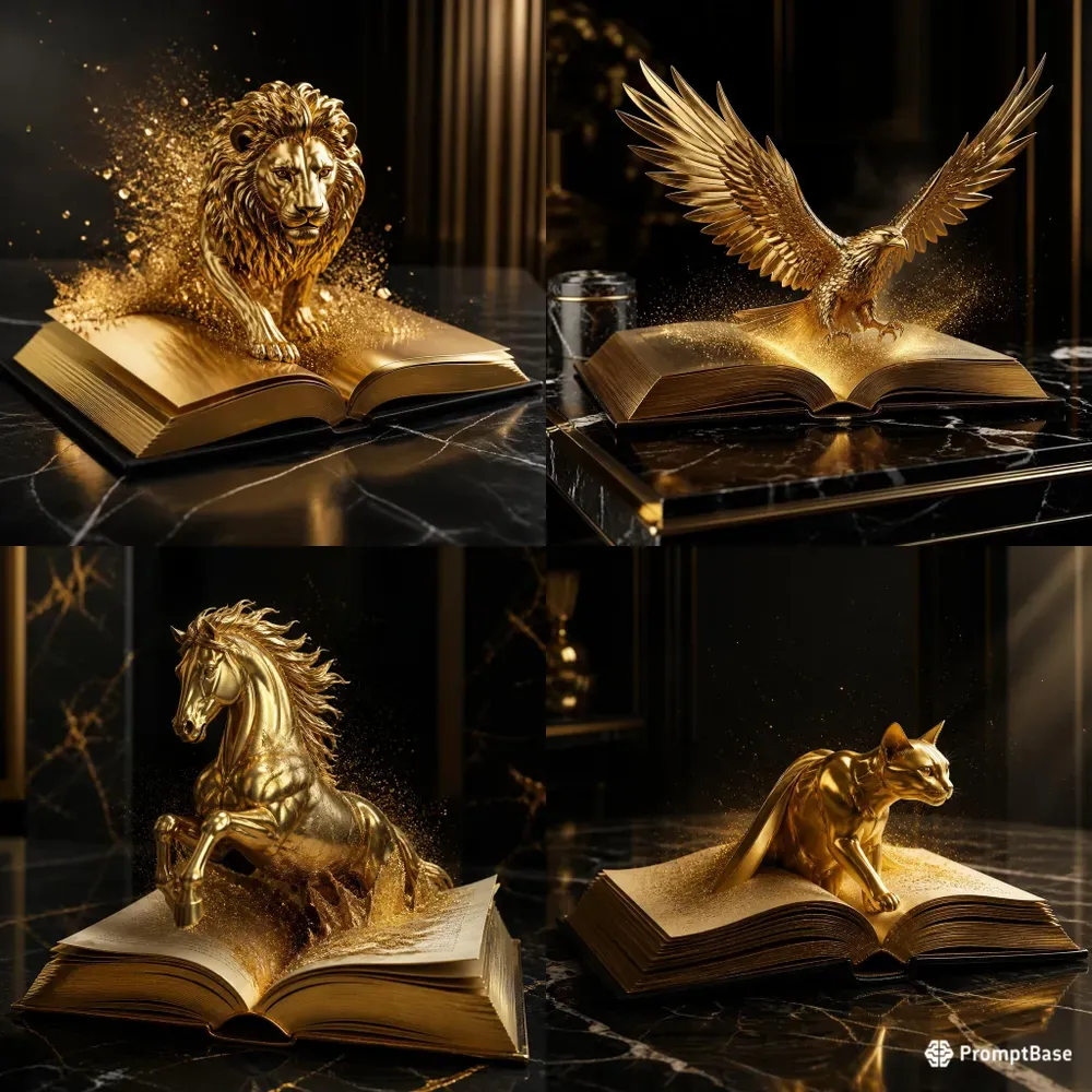 Luxury 3d Gold Animal Pop Up Books