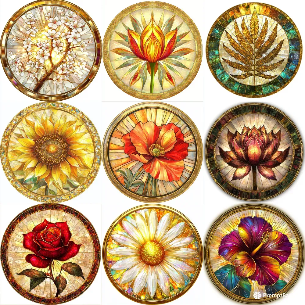Stained Glass Flower Design Template