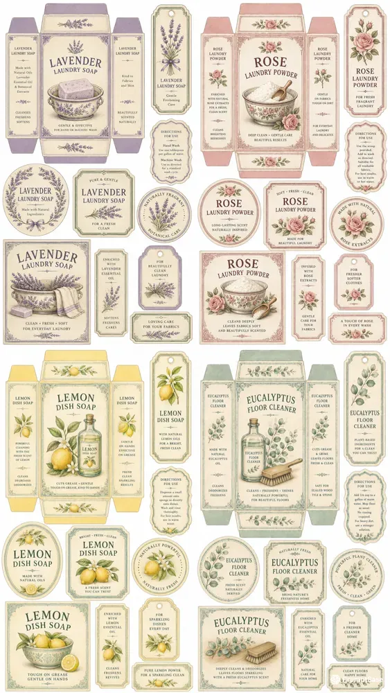 Botanical Cleaning Wrapper Cutouts Sheets