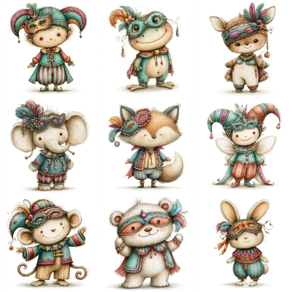 Cute Carnival Tshirt Character Cliparts