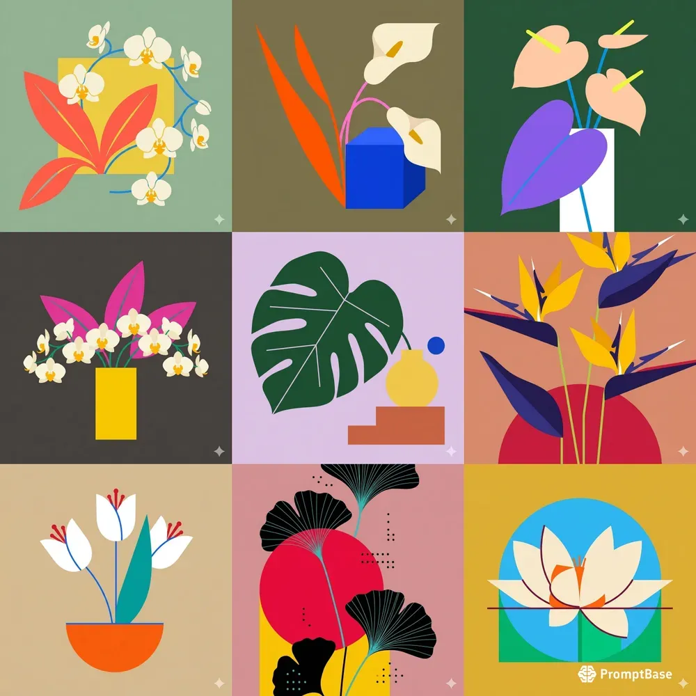 Minimalist Screen Print Botanical Art