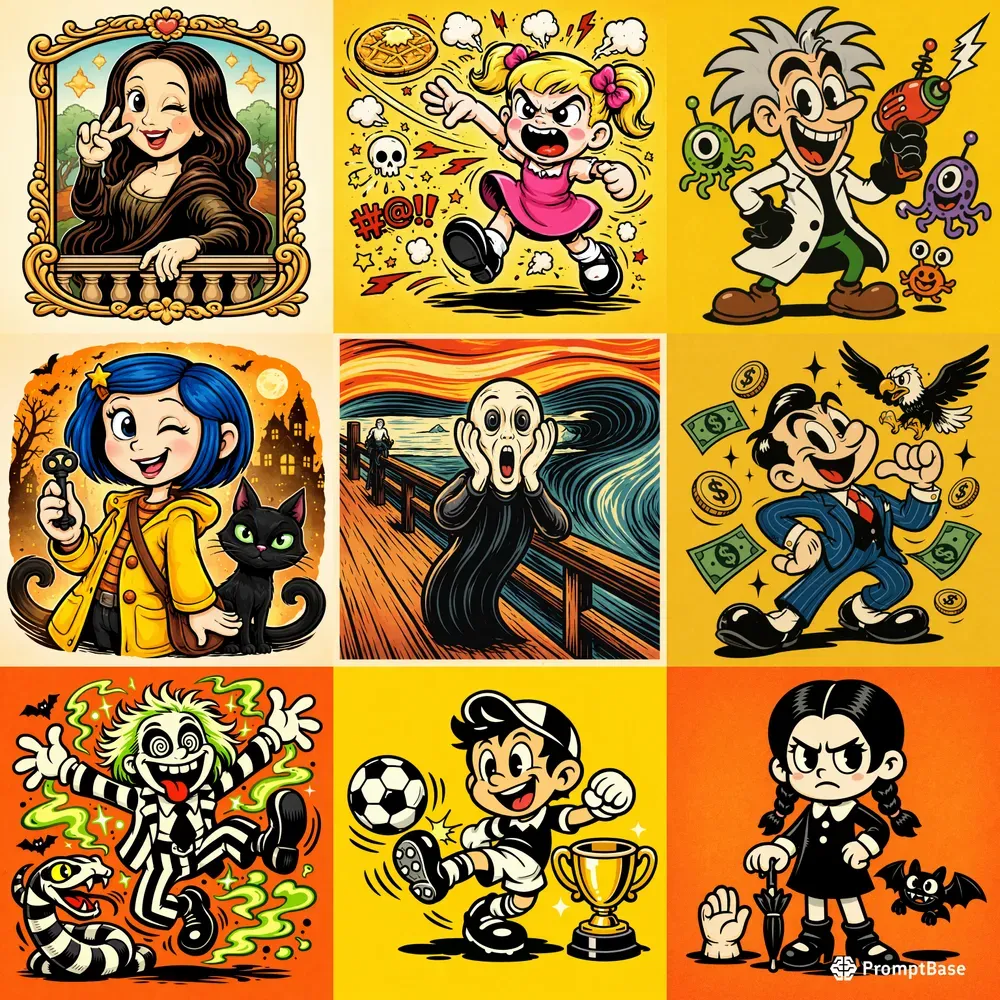 Cartoon Remix Iconic Character Grids