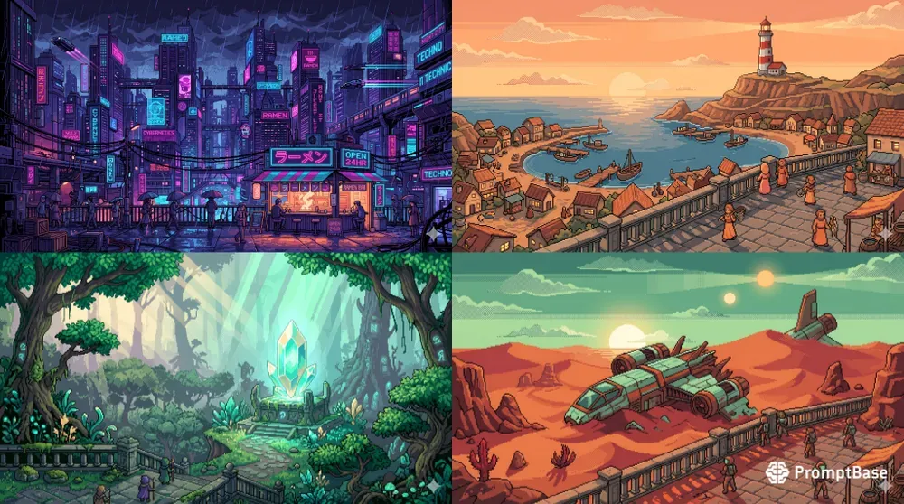 16bit Pixel Art Landscape Wallpapers