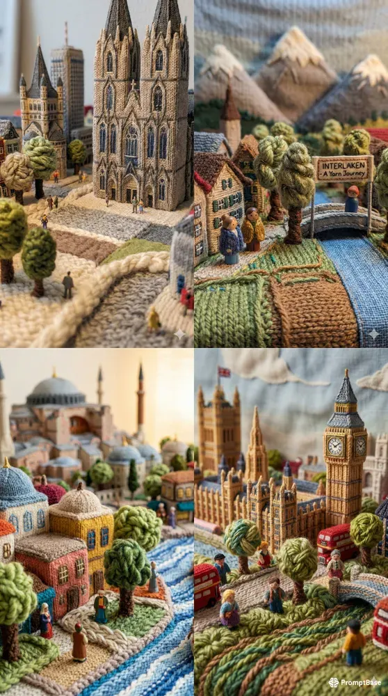 Knitted City Diorama Portrait Generators