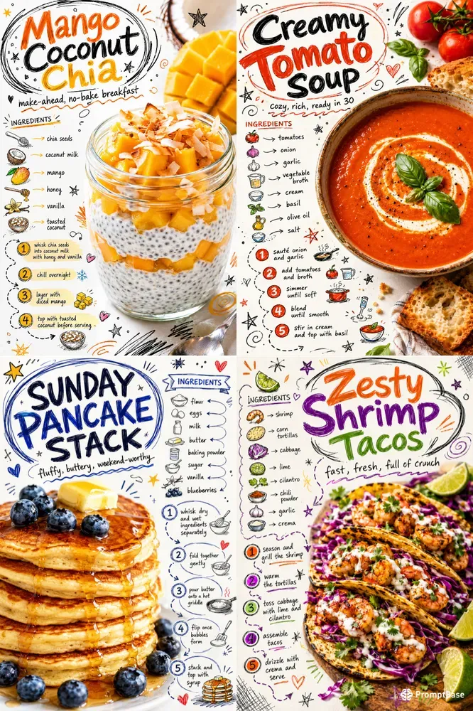 Doodle Art Recipe Poster Templates